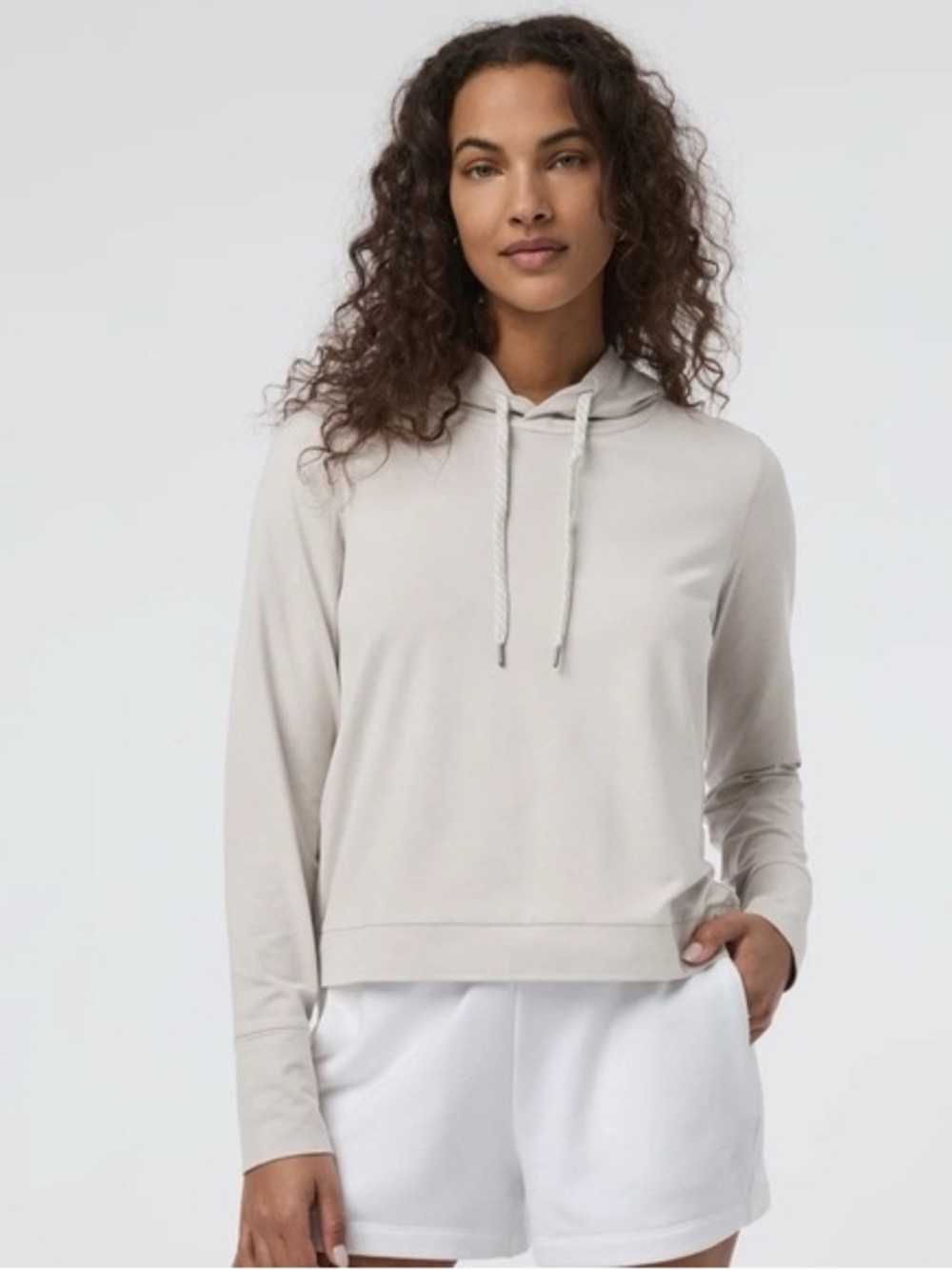 Vuori Sz L Halo Essential Off White Relaxed Hooded Sweater